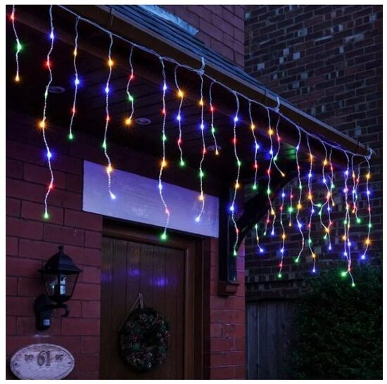 300 LED 15 metrai lempučių lauko girlianda varvekliai su baltu laidu, įvairių spalvų flash